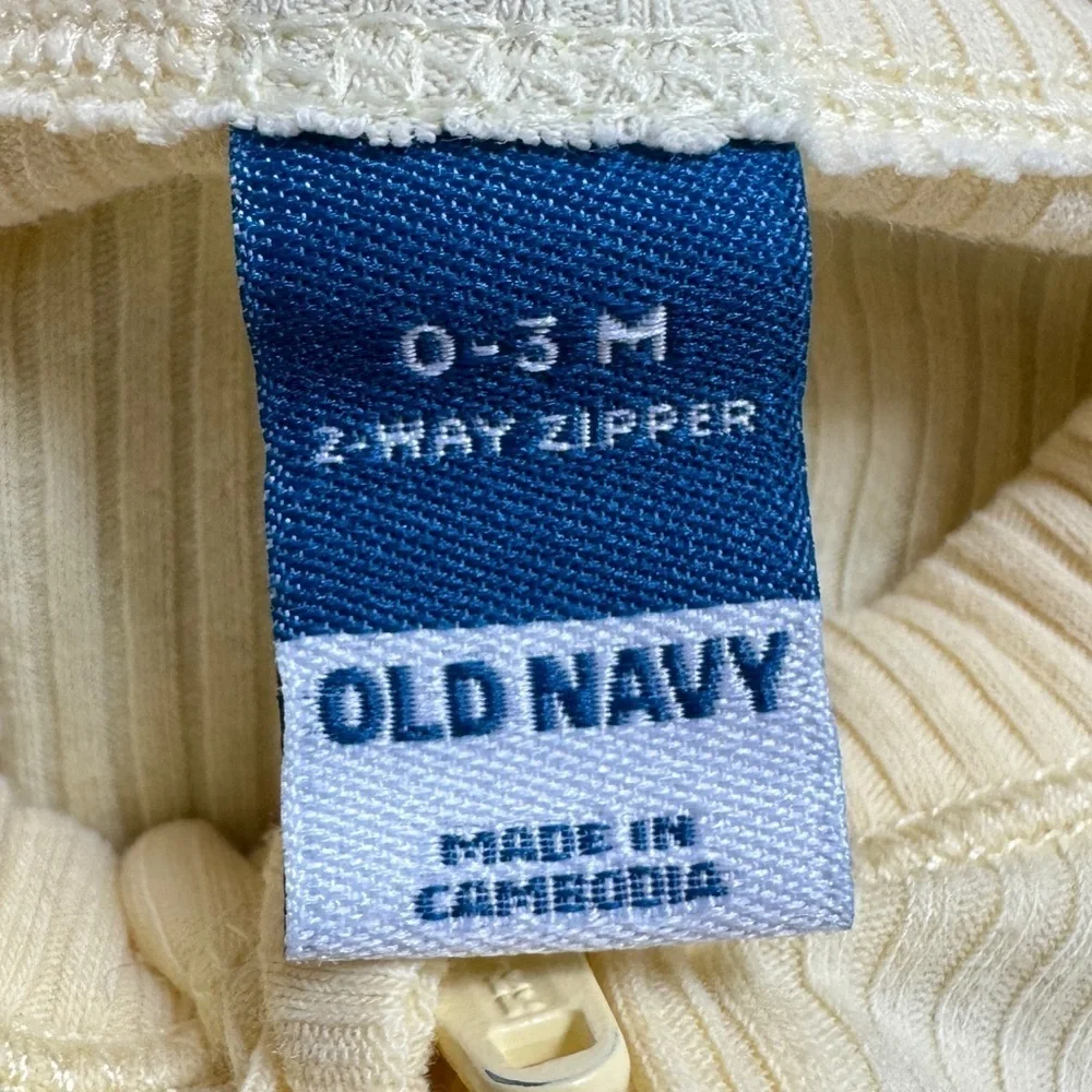 Old Navy Ribbed Zip Up Footed Onesie - Golden Straw